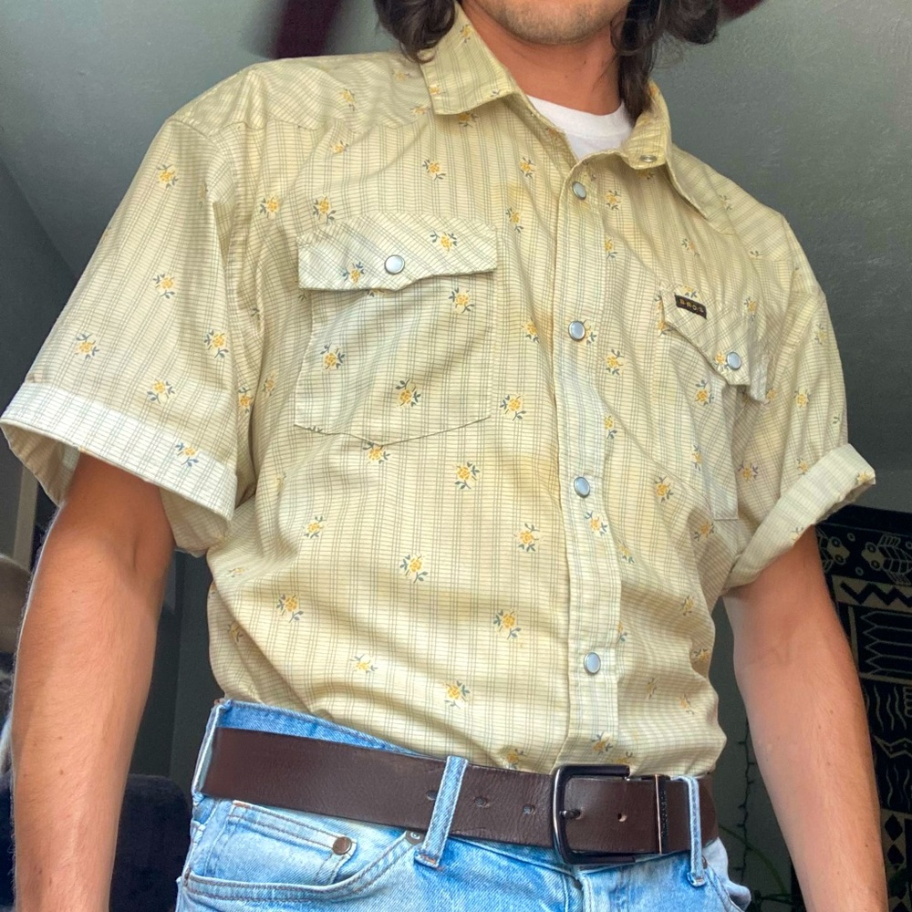Western Vintage Yellow Flower Shirt
